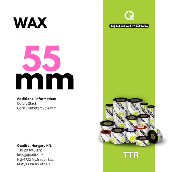 BLACK WAX, 55mm x 450m (Inside Winding)
