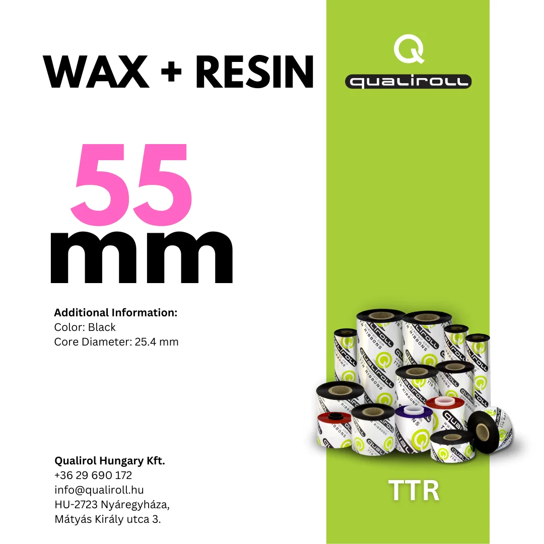 SCHWARZ Wachs + Harz, 55mm x 300m (Innen Wicklung)