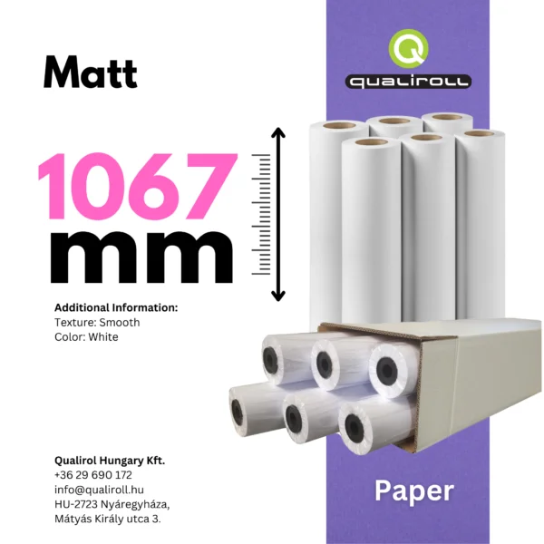 Matt Photo Paper 180 GSM , 1067mm x 30m