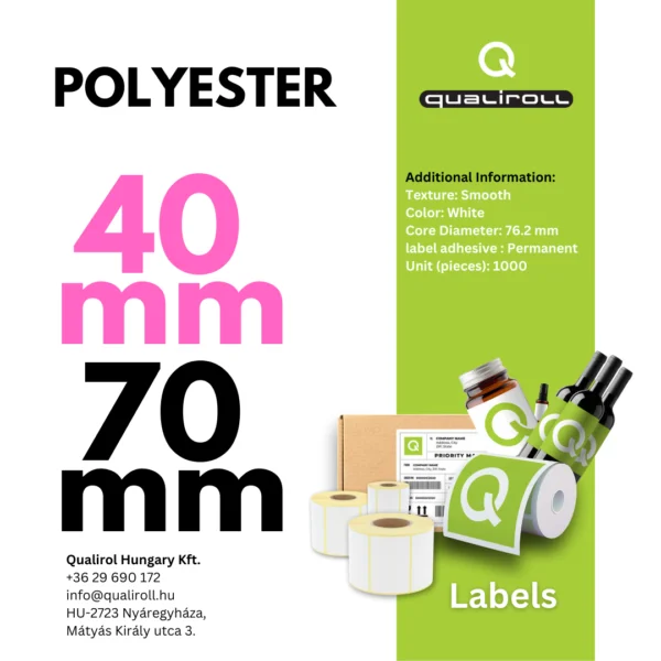 Polyester Labels, 40mm x 70mm, Uncoated (P)