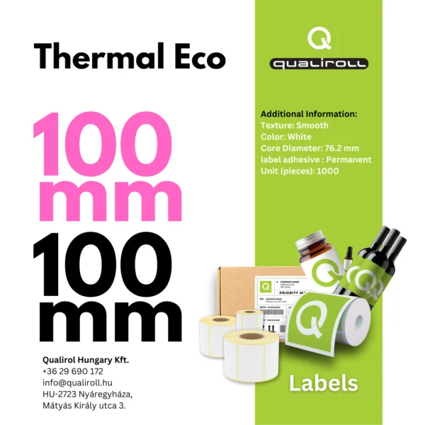 ThermalEco Labels, 100mm x 100mm, Uncoated (P)