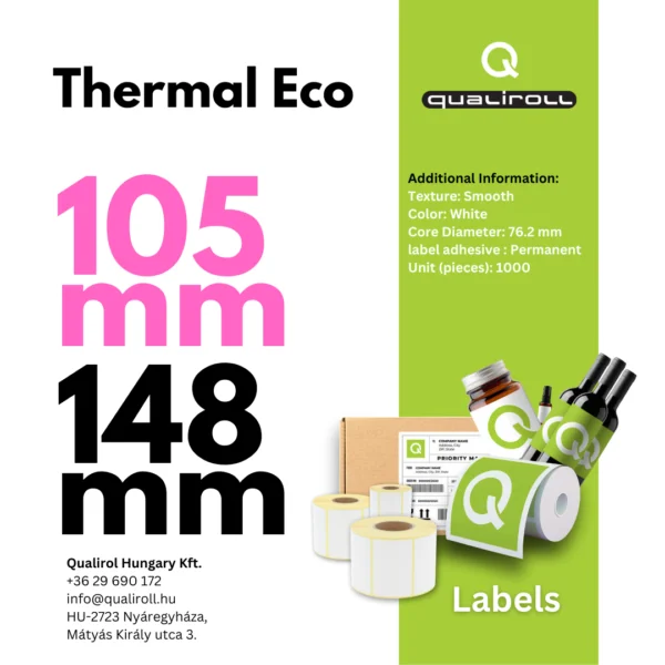 ThermalEco Címkék, 105mm x 148mm, Bevonat nélküli (P)