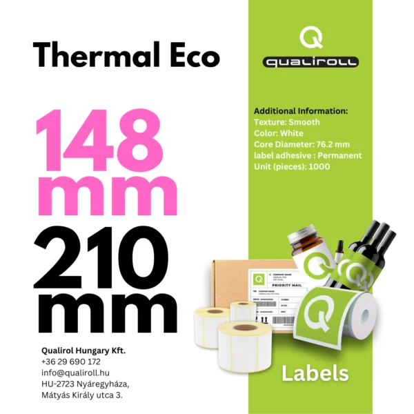 ThermalEco Etiketten, 148mm x 210mm, Unbeschichtet (P)