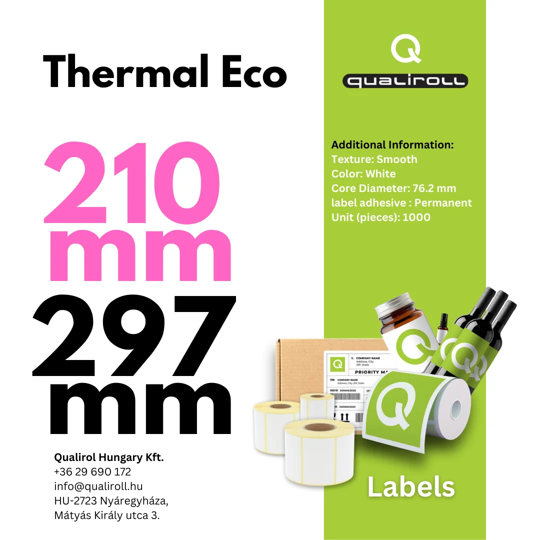 ThermalEco Labels, 210mm x 297mm, Uncoated (P)