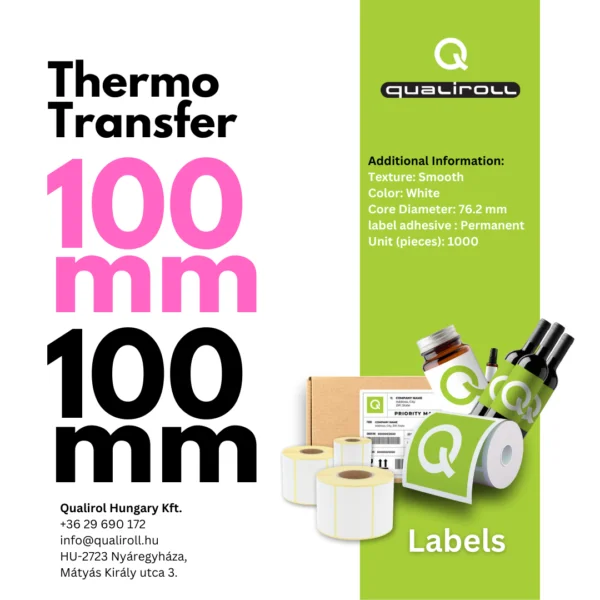 ThermoTransfer Címkék, 100mm x 100mm, Bevonat nélküli (P)